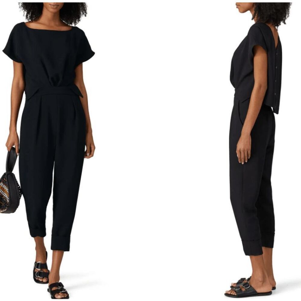 Rachel Comey Paloma Jumpsuit Black Split Button Down Back Cuffed Size 00